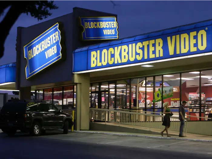 Outside view of a Blockbuster Video chain store